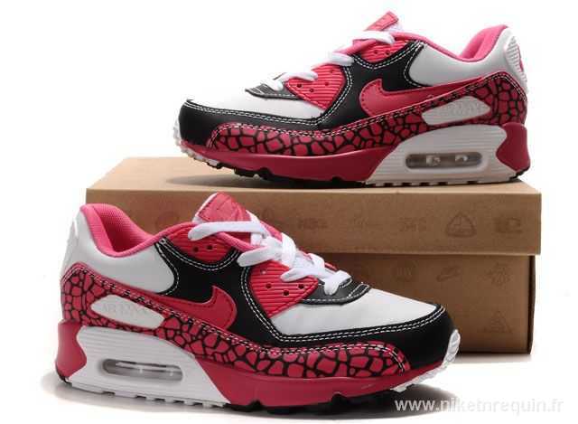 chaussures nike rose et blanc noir air max 90 (2)